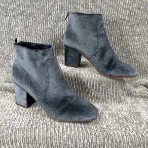 LOFT Blue Velvet Back Zip Ankle Boots Size 10.5